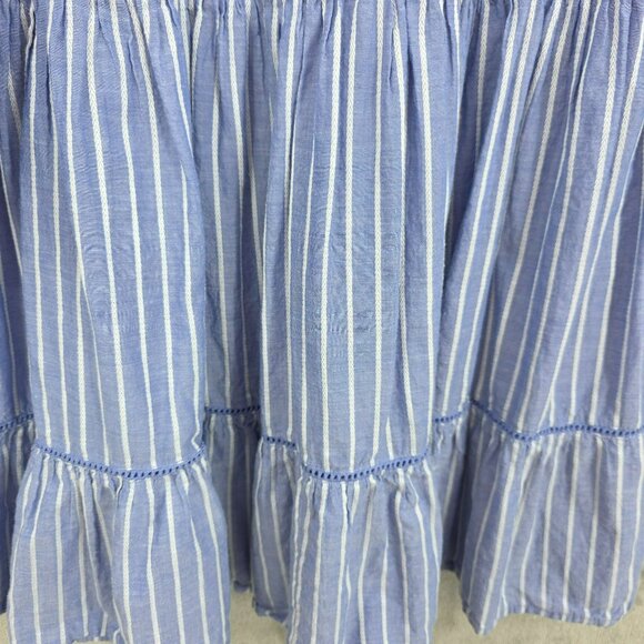 Free People Lola Embroidered Mini Dress S Blue White Stripes Cutout Back Tassels - Picture 7 of 14